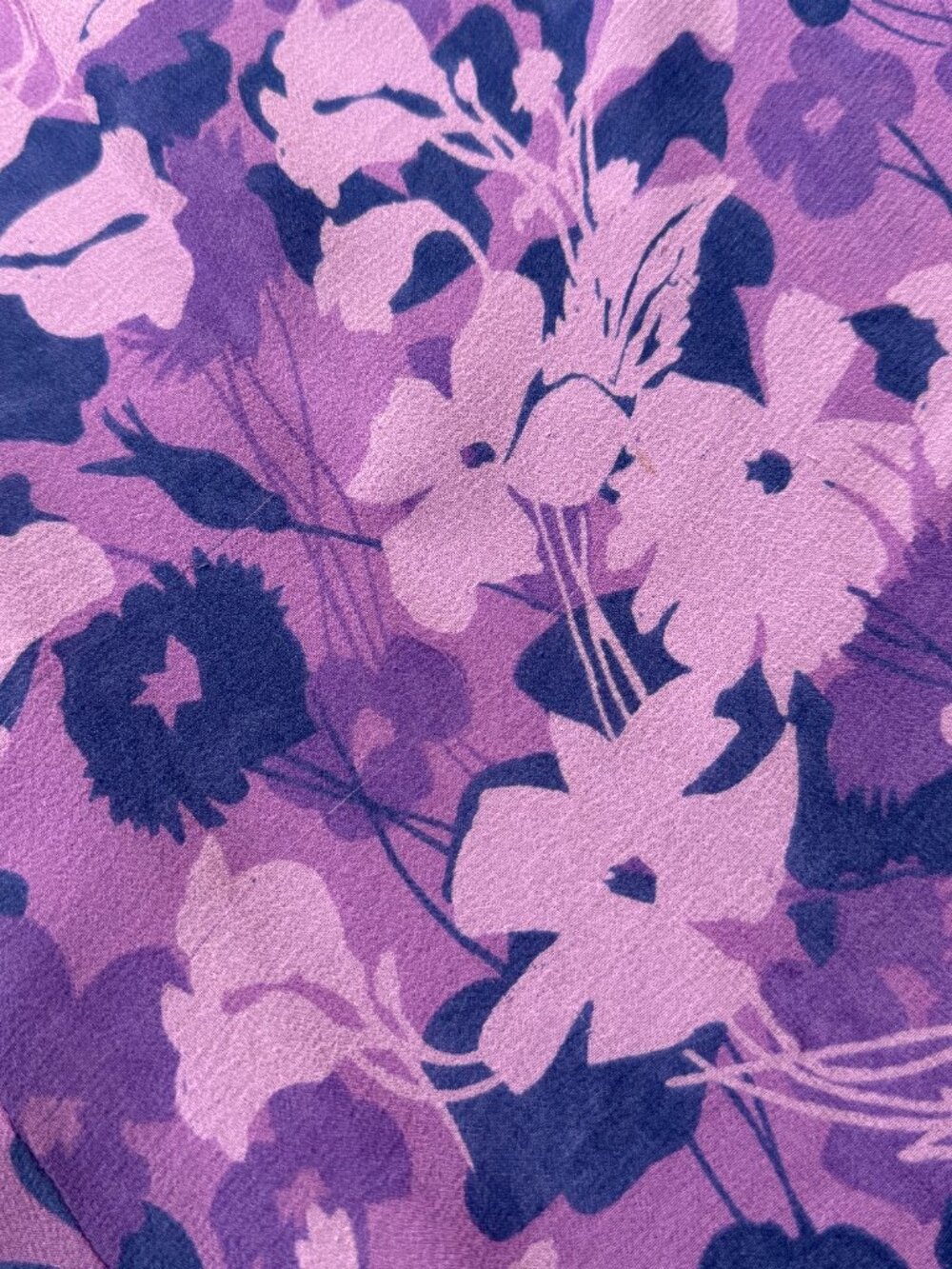Vtg Y2K Purple Floral 100% Silk Co-ord Matching Set Top Skirt Cowl Neck Feminine - Picture 15 of 16